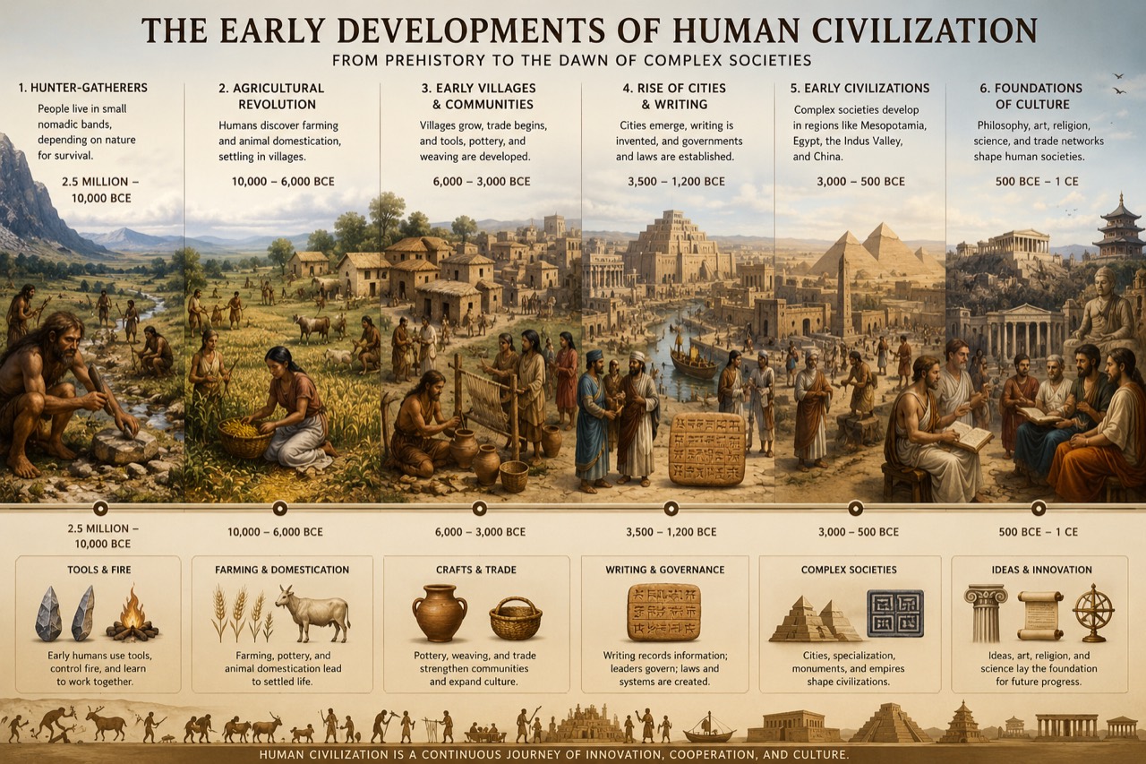 Early development of human civilization timeline preview.